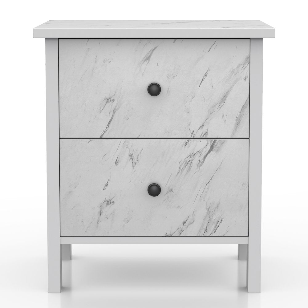 Knott Contemporary Wood 2-Drawer Nightstand in White