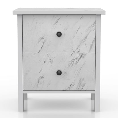 Knott Contemporary Wood 2-Drawer Nightstand in White