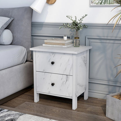 Knott Contemporary Wood 2-Drawer Nightstand in White