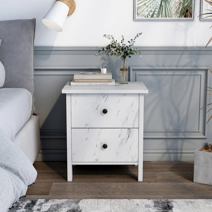 Knott Contemporary Wood 2-Drawer Nightstand in White