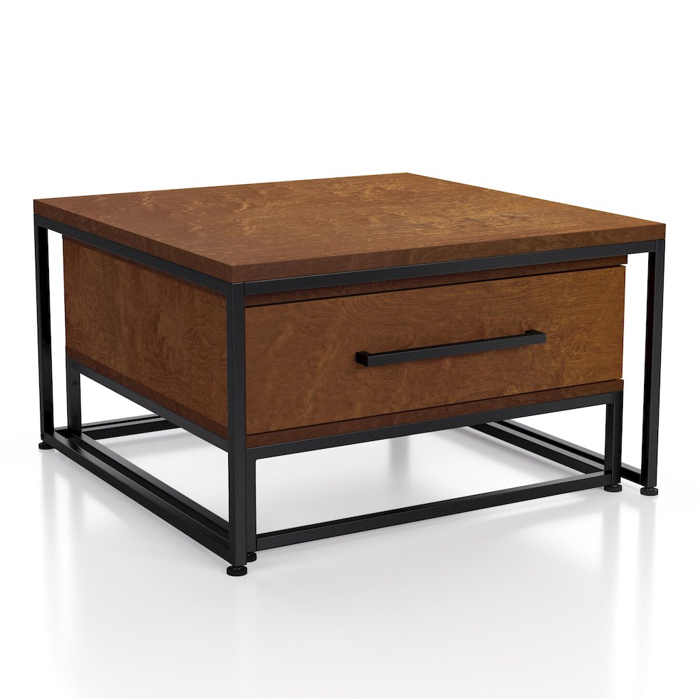 Noote Wood 2-Piece Nesting Tables Set with Drawer in Brown
