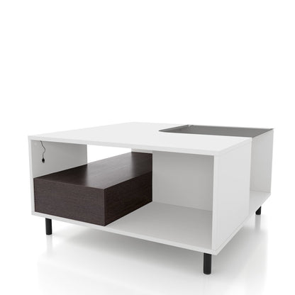 Bera Square LED Storage Coffee Table in White