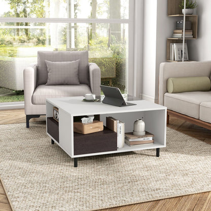 Bera Square LED Storage Coffee Table in White