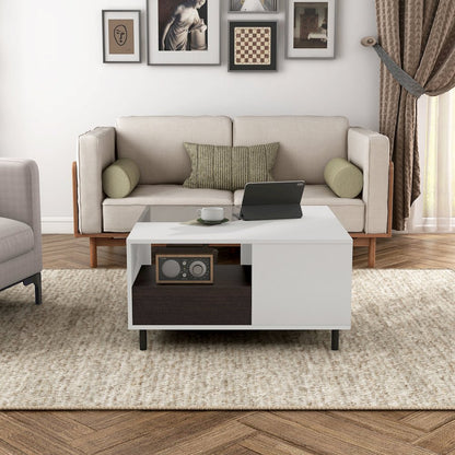 Bera Square LED Storage Coffee Table in White