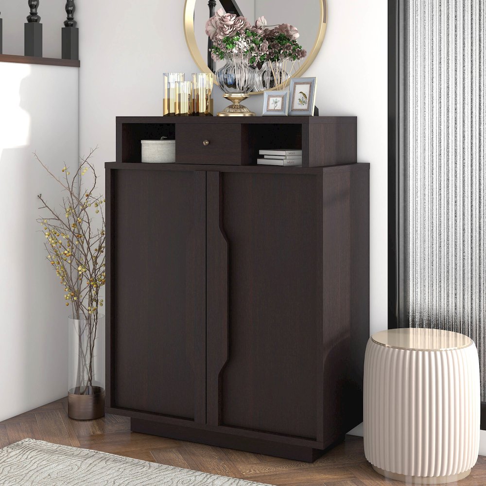 Stassie Storage Shoe Cabinet in Espresso