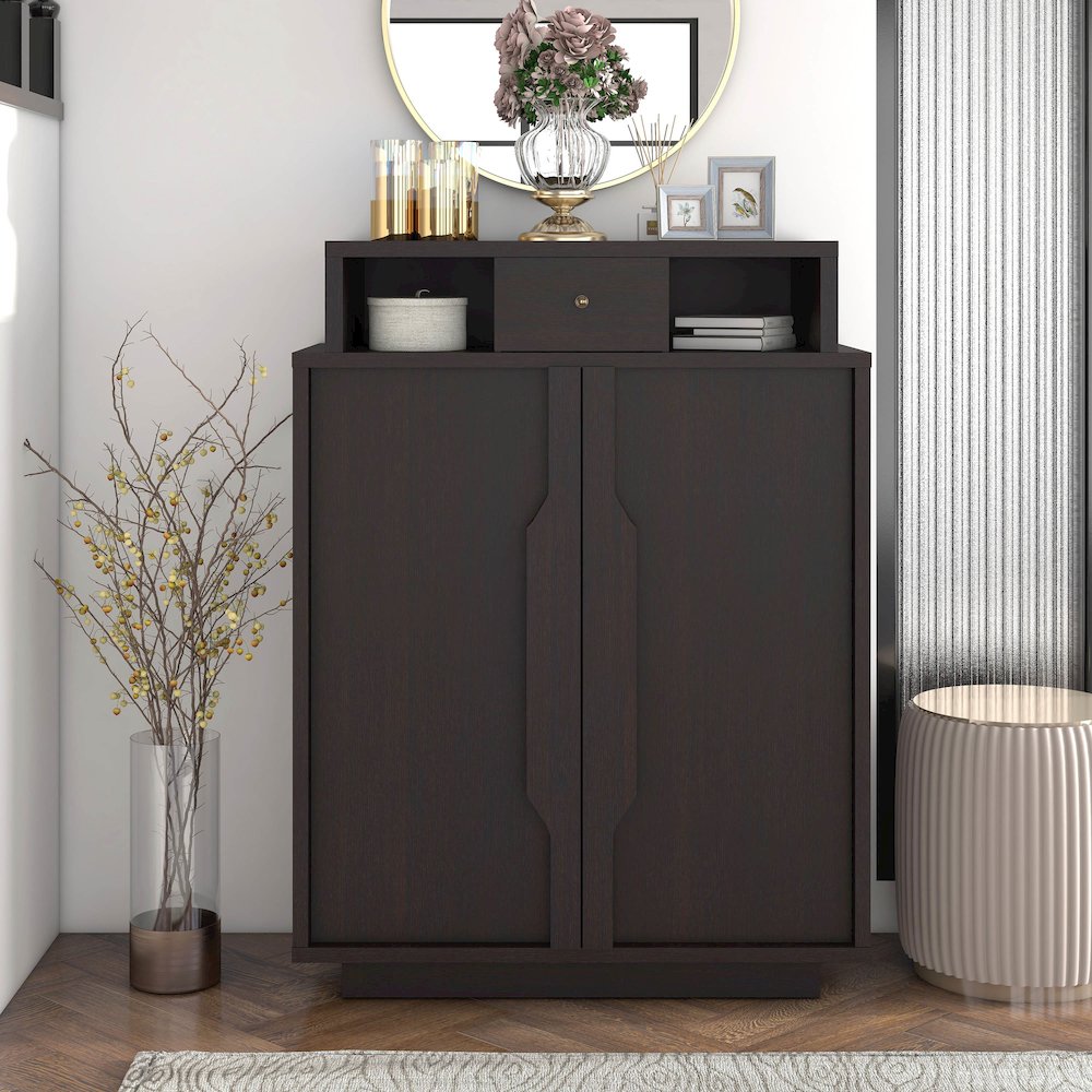 Stassie Storage Shoe Cabinet in Espresso