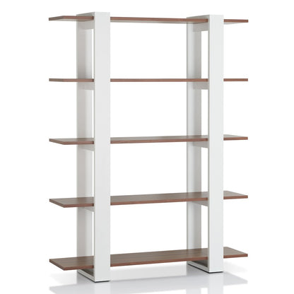 Bess Modern Wood 5-Shelf Bookcase in White