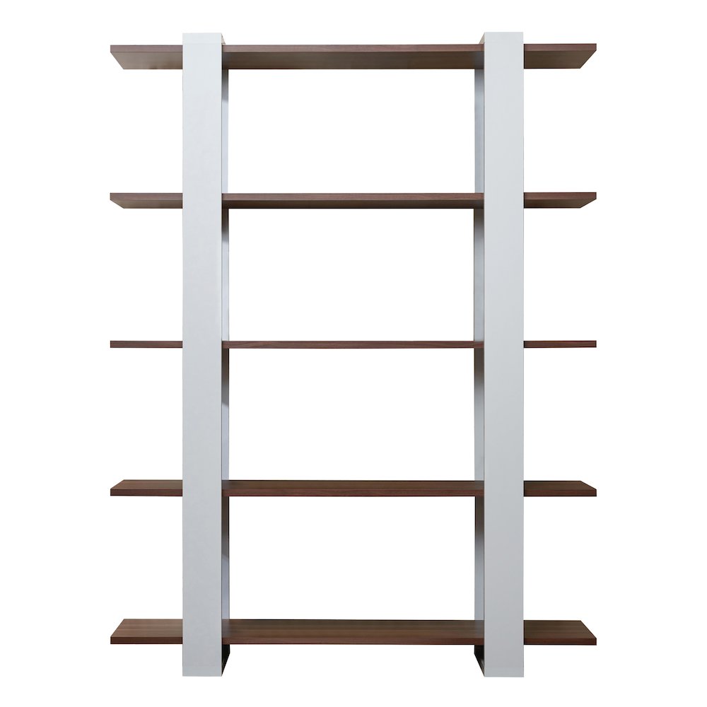 Bess Modern Wood 5-Shelf Bookcase in White