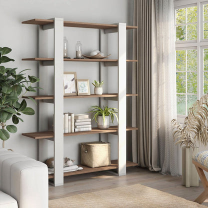 Bess Modern Wood 5-Shelf Bookcase in White