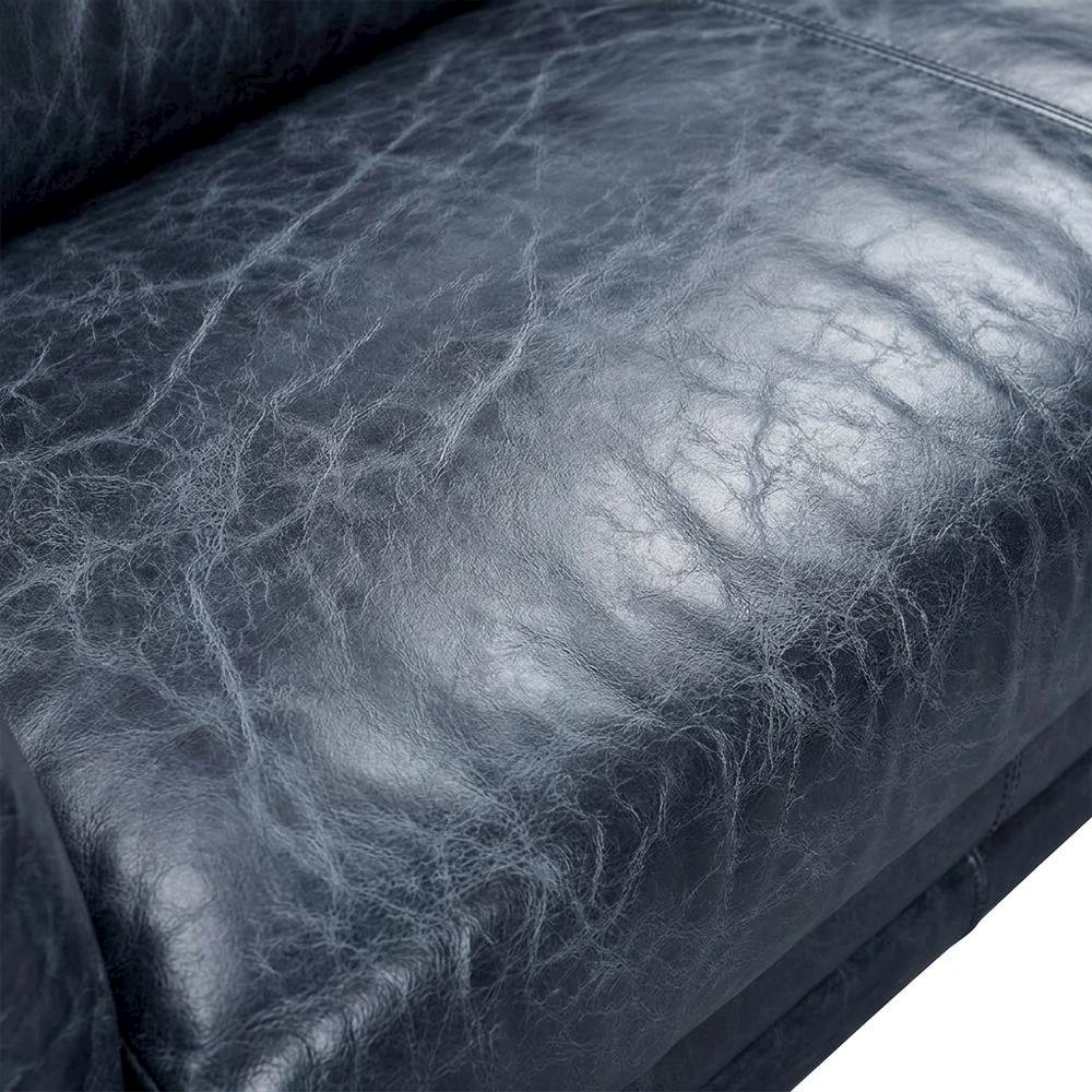 Top Grain Leather Couch with Rustic Modern Frame for Living Room, Slate