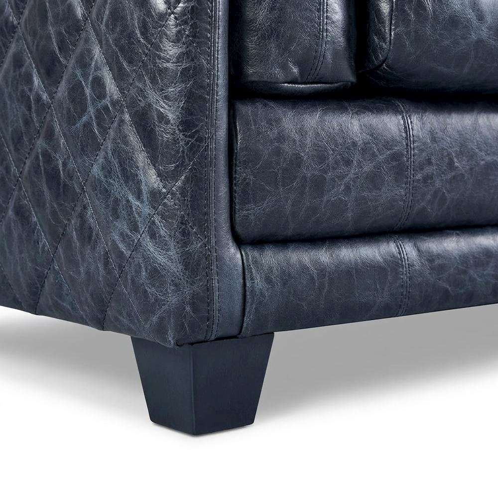 Top Grain Leather Couch with Rustic Modern Frame for Living Room, Slate