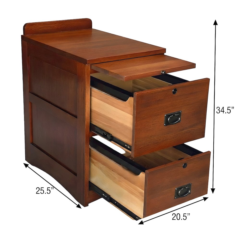 Solid Wood 2-Drawer File Cabinet with Writing Tray, Michael's Cherry