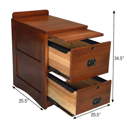 Solid Wood 2-Drawer File Cabinet with Writing Tray, Michael's Cherry