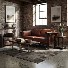 Solid Wood Arts and Crafts Leather Loveseat Sofa, Michael's Cherry
