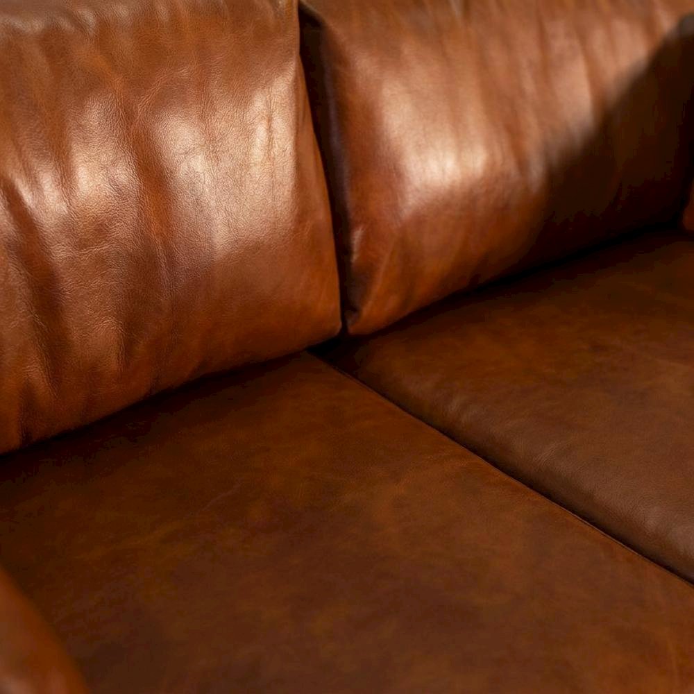 Solid Wood Arts and Crafts Leather Loveseat Sofa, Michael's Cherry