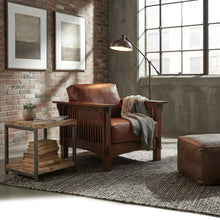 Solid Wood Mission Accent Armchair with Leather, Michael's Cherry