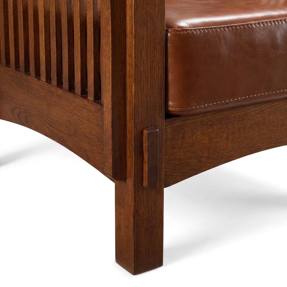 Solid Wood Mission Accent Armchair with Leather, Michael's Cherry