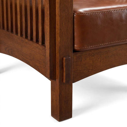 Solid Wood Mission Accent Armchair with Leather, Michael's Cherry