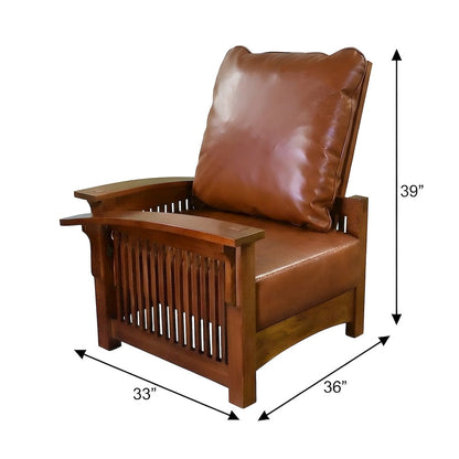 Solid Wood Leather Accent Club Chair, Mission Arms, Michael's Cherry