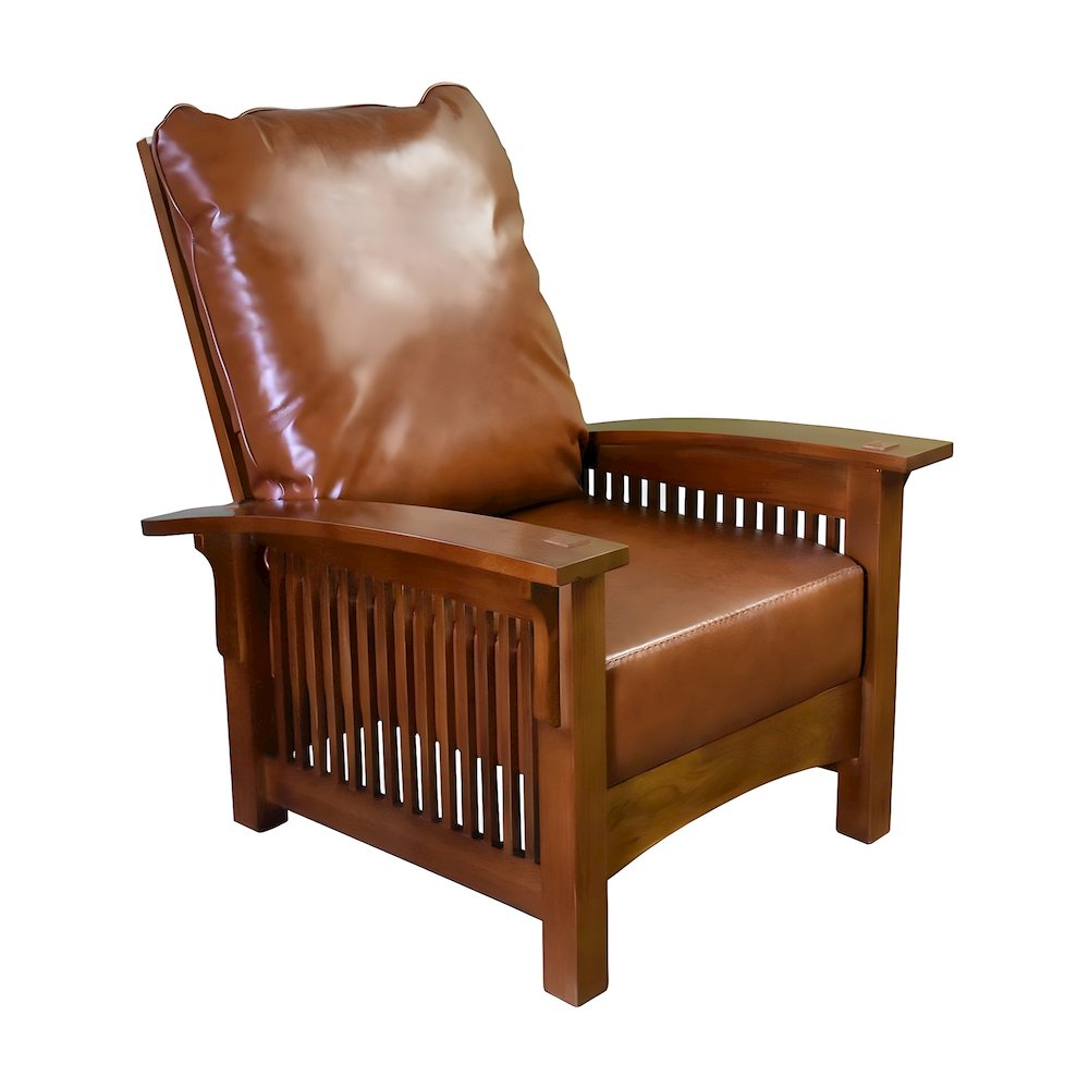 Solid Wood Leather Accent Club Chair, Mission Arms, Michael's Cherry