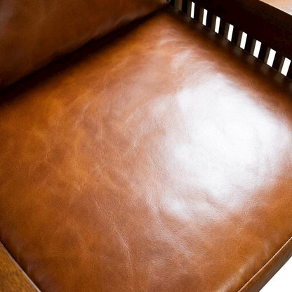 Solid Wood Leather Accent Club Chair, Mission Arms, Michael's Cherry