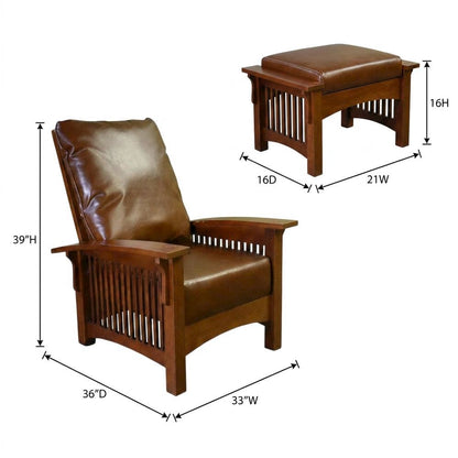 Solid Wood Mission Arm Chair and Ottoman Set, Michael's Cherry