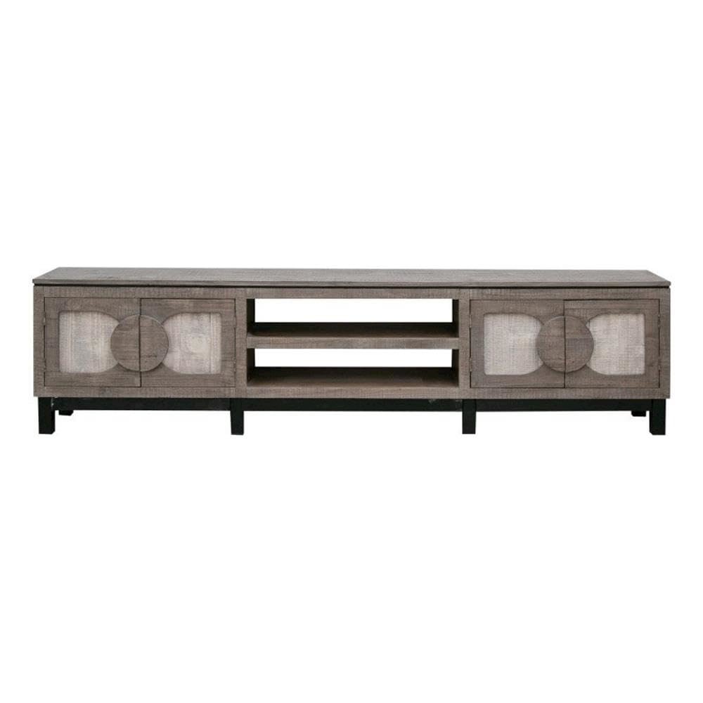 Malta 4 doors and Shelves TV Stand - 92.50" - Gray Finish