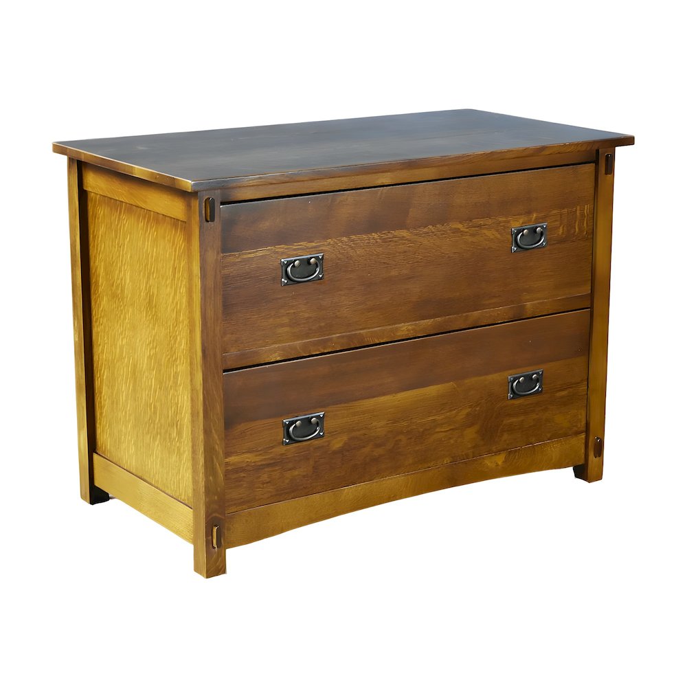 Solid Wood Lateral File Cabinet with Drawers for Home Office, Walnut