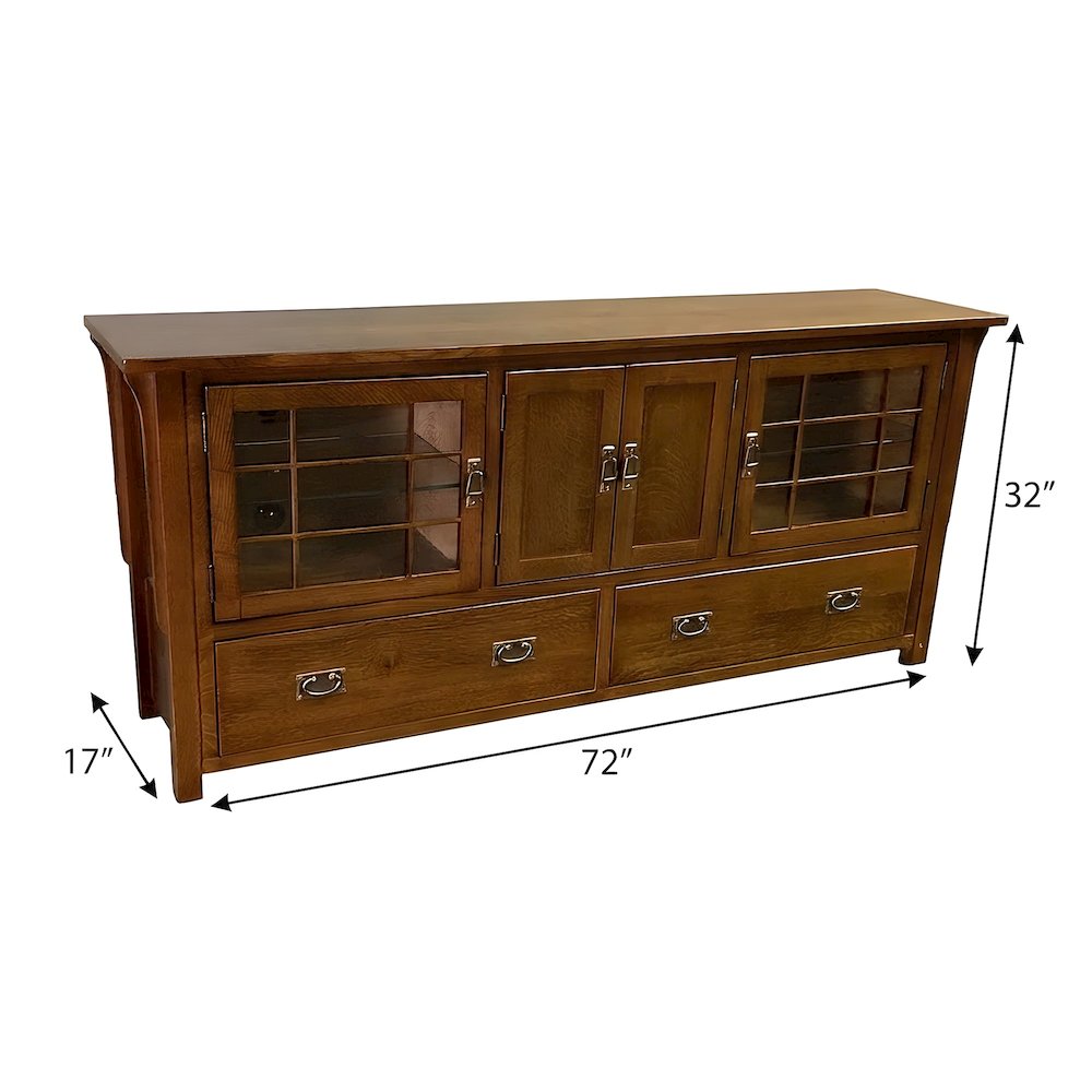 Solid Wood Mission Style TV Stand with Quarter Sawn Oak Console Cabinet, Walnut