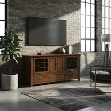 Solid Wood Mission Style TV Stand with Quarter Sawn Oak Console Cabinet, Walnut