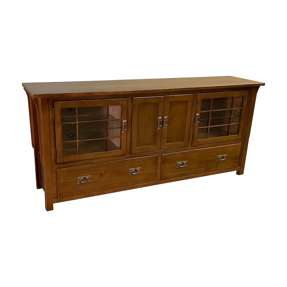 Solid Wood Mission Style TV Stand with Quarter Sawn Oak Console Cabinet, Walnut