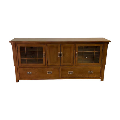 Solid Wood Mission Style TV Stand with Quarter Sawn Oak Console Cabinet, Walnut