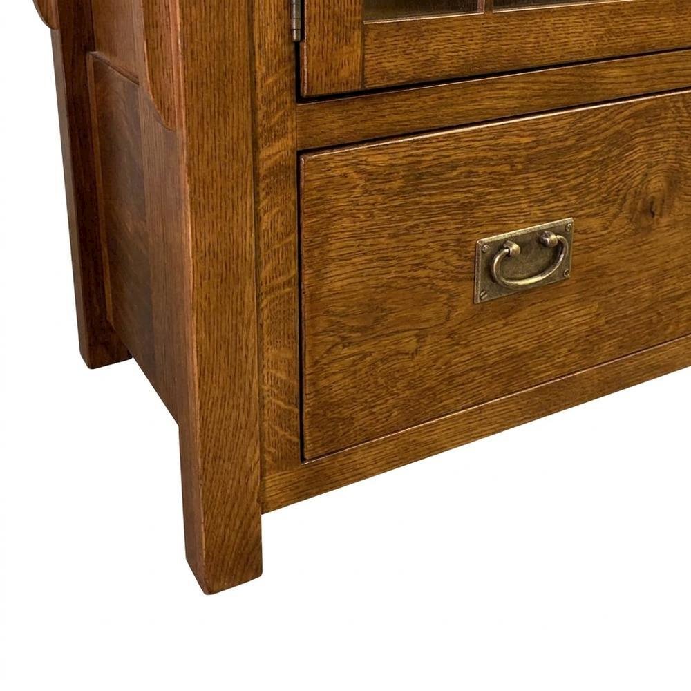 Solid Wood Mission Style TV Stand with Quarter Sawn Oak Console Cabinet, Walnut