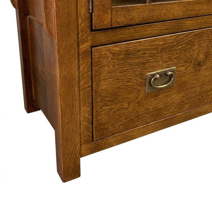 Solid Wood Mission Style TV Stand with Quarter Sawn Oak Console Cabinet, Walnut