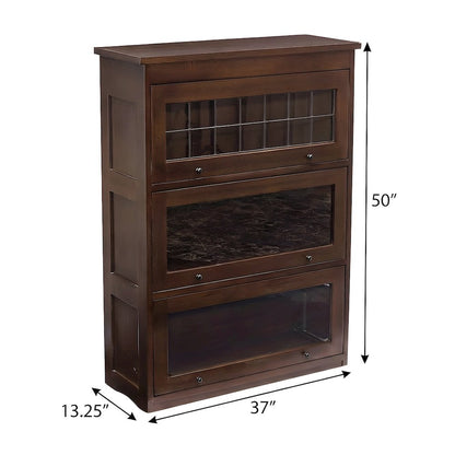 Solid Wood Barrister Bookcase with Glass-Lift Doors, Mission Style Oak, Walnut