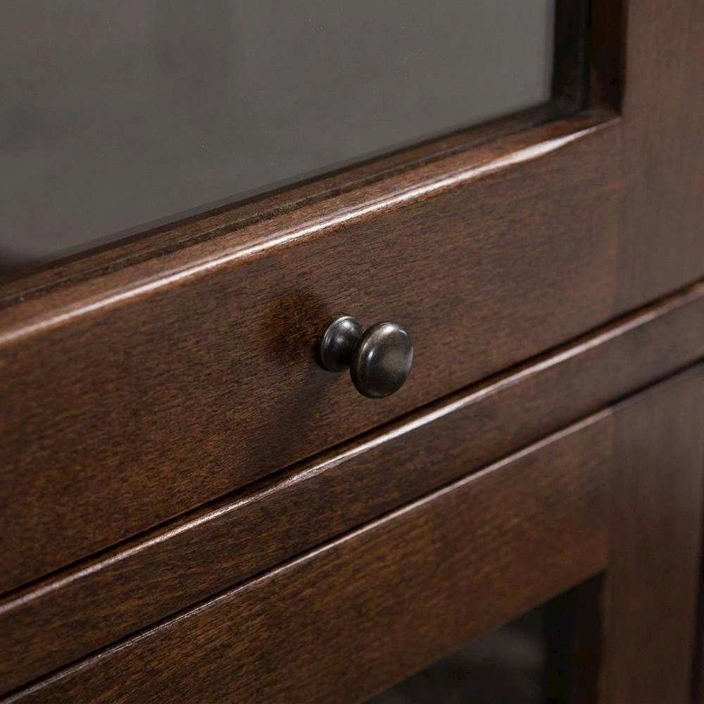 Solid Wood Barrister Bookcase with Glass-Lift Doors, Mission Style Oak, Walnut