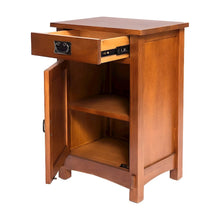Solid Wood Mission Style Bedside Table with Door and Drawer, Michael's Cherry
