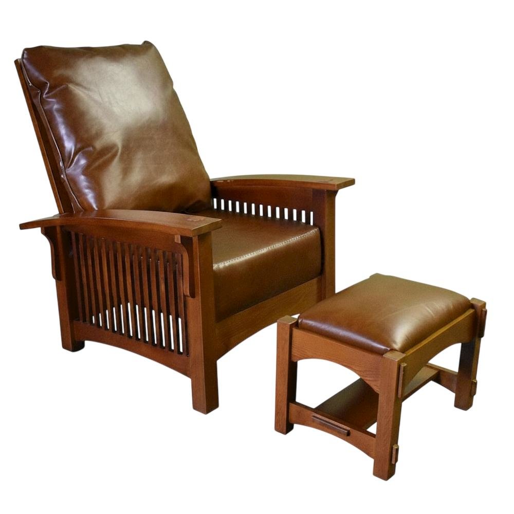 Solid Wood Mission Arm Chair and Ottoman Set, Michael's Cherry
