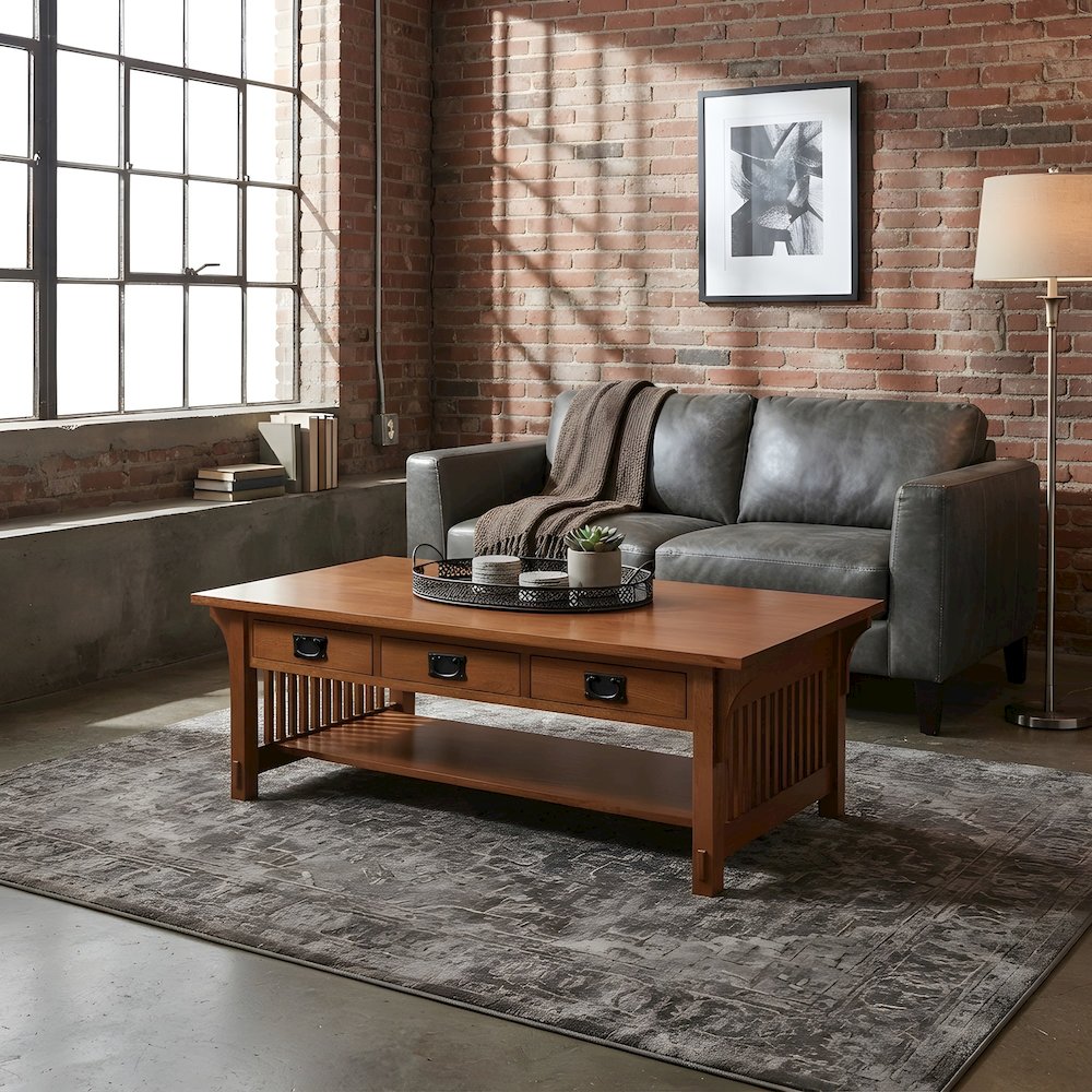 Solid Wood Mission Coffee Table with Drawers, Michael's Cherry