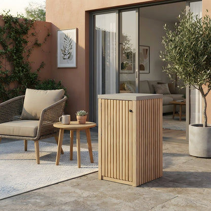 Solid Teak Wood Outdoor Storage Cabinet with Shelves for Patio Deck, Natural