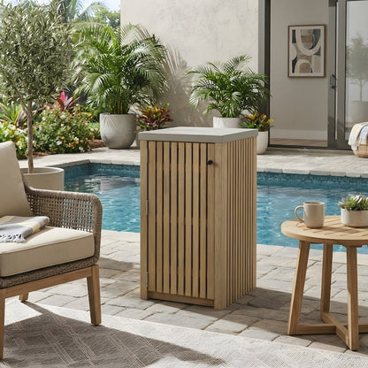 Solid Teak Wood Outdoor Storage Cabinet with Shelves for Patio Deck, Natural