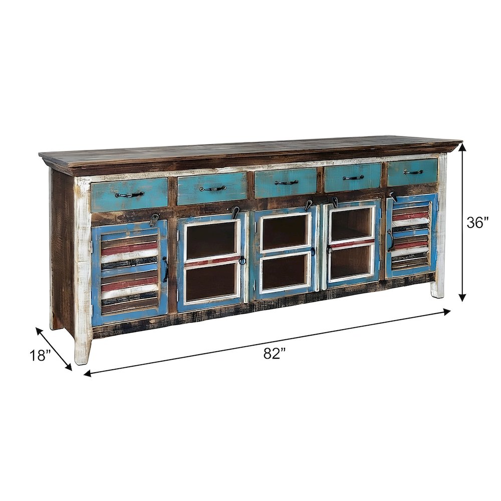 Solid Wood Sideboard Buffet Cabinet with Shutter Doors, multi-color