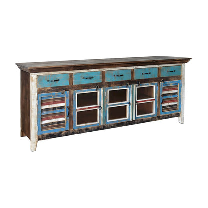 Solid Wood Sideboard Buffet Cabinet with Shutter Doors, multi-color