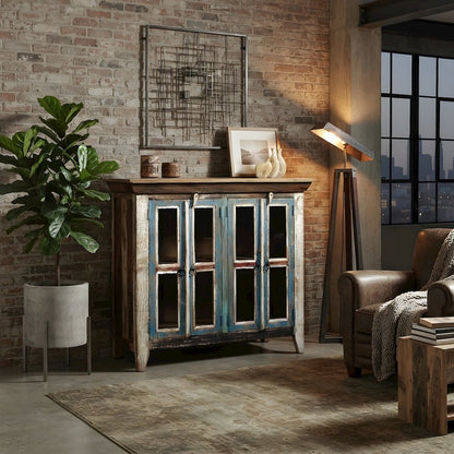Solid Wood Curio Cabinet with Glass Doors for China Display, Multi Color