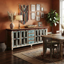 Solid Wood Sideboard Buffet Cabinet Credenza with Storage, multi-color