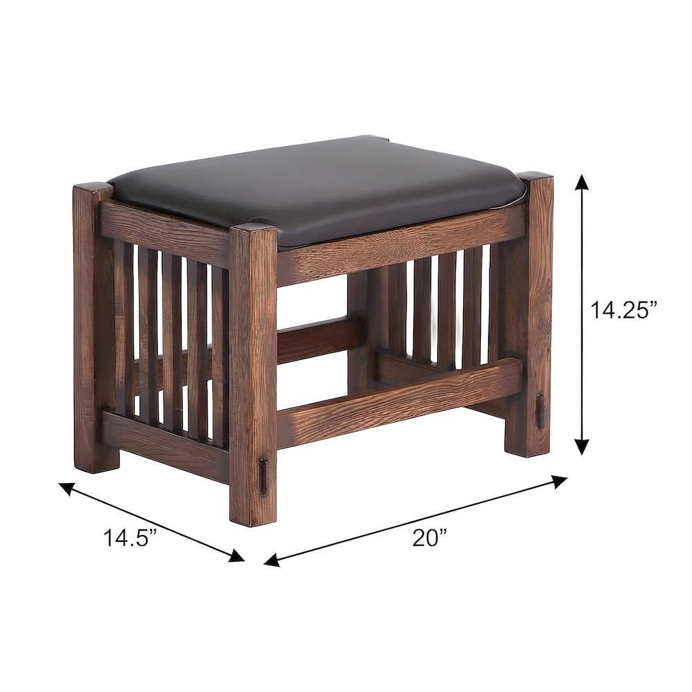 Solid Wood Foot Stool with Spindle Legs, Small Ottoman Footrest, Walnut