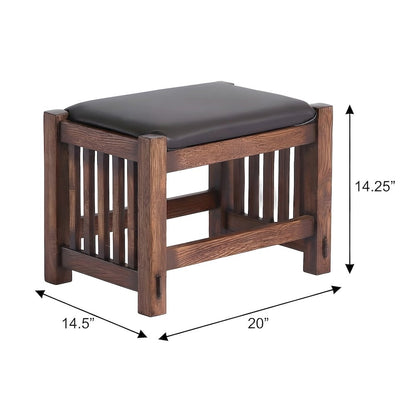 Solid Wood Foot Stool with Spindle Legs, Small Ottoman Footrest, Walnut