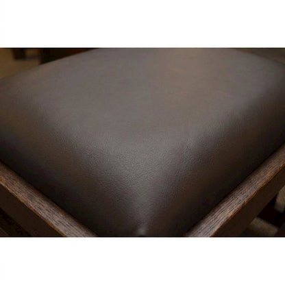 Solid Wood Mission Foot Stool Ottoman with Wide Spindles, Walnut