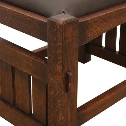 Solid Wood Mission Foot Stool Ottoman with Wide Spindles, Walnut