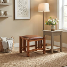 Solid Wood Mission Spindle Bar Stool, Leather Seat, Michael's Cherry